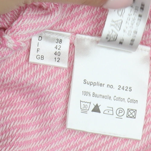 Elégance Women's Pink Striped Button-Up Shirt, Size 12
