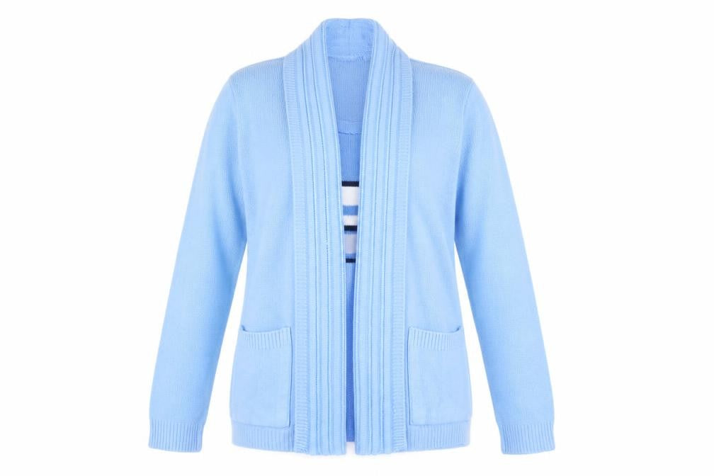 Front view of Izzi Clarke Women's Blue Cardigan in, size S