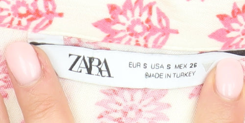 Zara Women's Multicoloured Floral Cropped Blouse - S