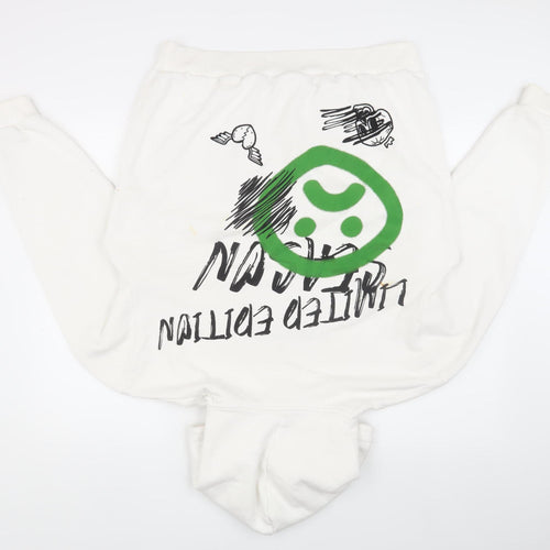 Boohoo Man White Graphic Hoodie Men M Regular Fit