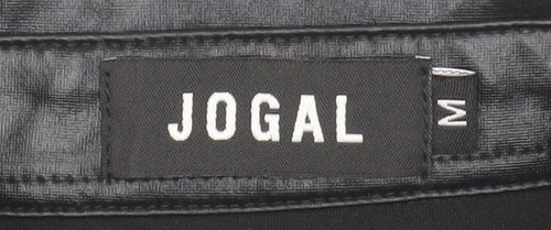 JOGAL Men's Black Short Sleeve Button-Up Shirt, Size M