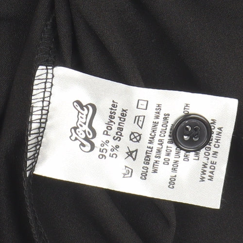 JOGAL Men's Black Short Sleeve Button-Up Shirt, Size M