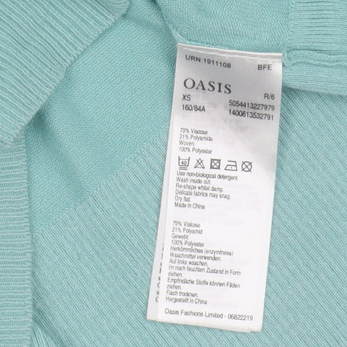 Oasis Women's Blue Floral 3/4 Sleeve Blouse XS
