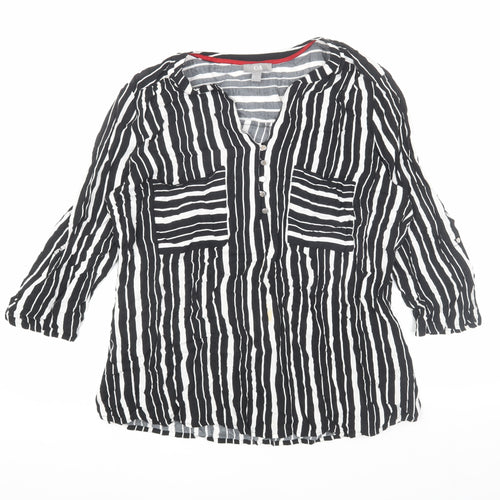 C&A Women's Striped Black Tunic Blouse Size 16
