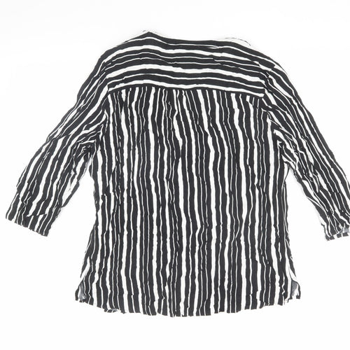 C&A Women's Striped Black Tunic Blouse Size 16