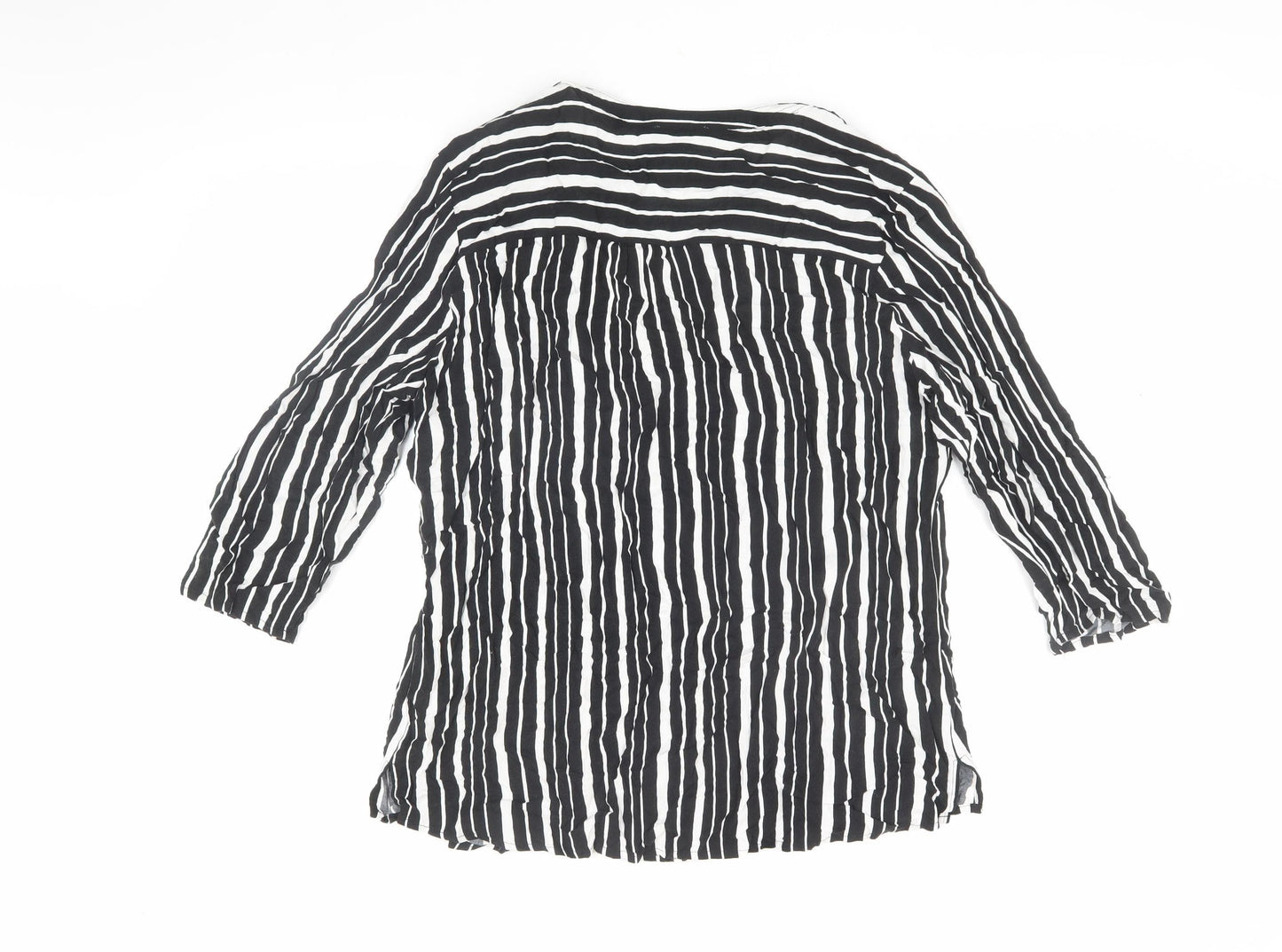 C&A Women's Striped Black Tunic Blouse Size 16