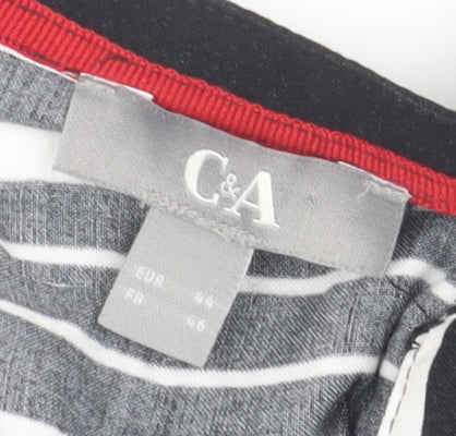 C&A Women's Striped Black Tunic Blouse Size 16
