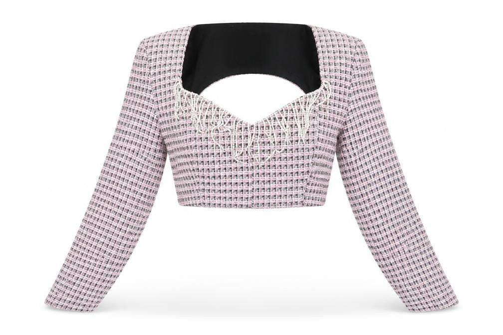 Front view of Bershka Women's Multicoloured Cropped Blouse M