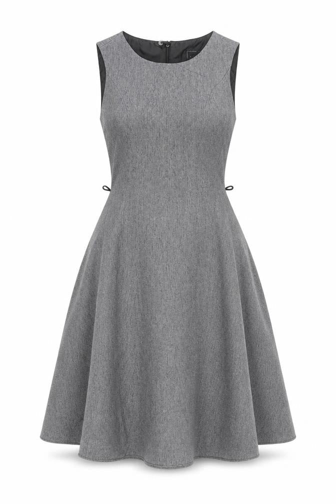 Front view of Next Women's Grey A-Line Sleeveless Dress UK 6