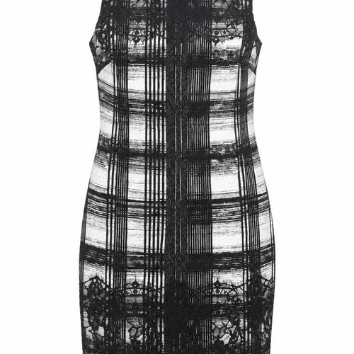M&Co Boutique Women's Black Ivory Check Sheath Dress Size 14