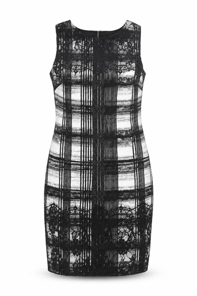 M&Co Boutique Women's Black Ivory Check Sheath Dress Size 14