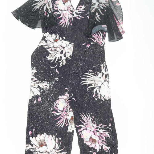 Next Women's Black Floral Jumpsuit Size 12