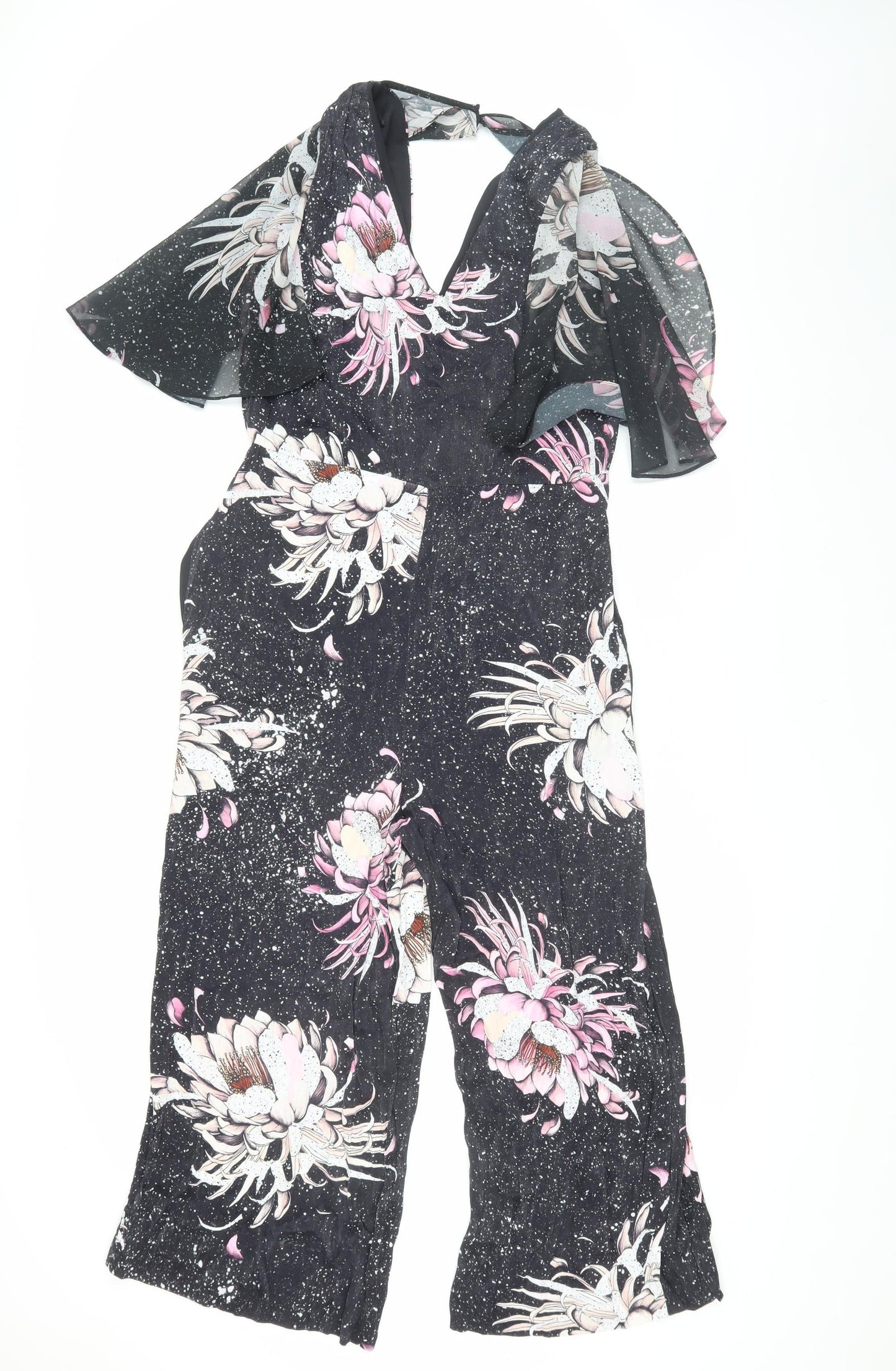 Next Women's Black Floral Jumpsuit Size 12