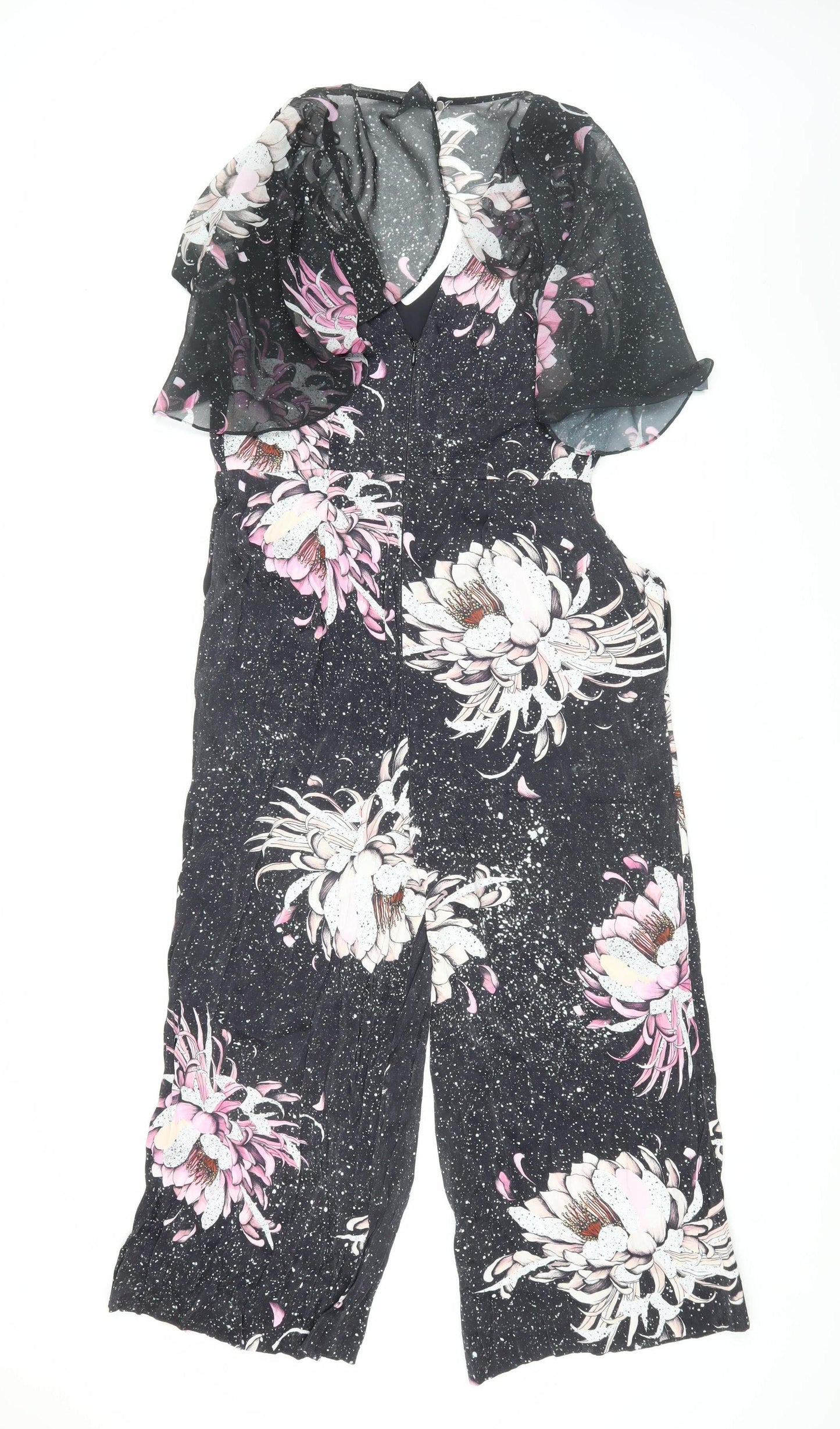 Next Women's Black Floral Jumpsuit Size 12