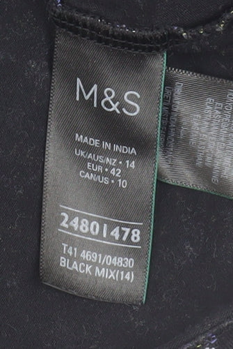 Marks and Spencer Womens Black Floral Jersey Top