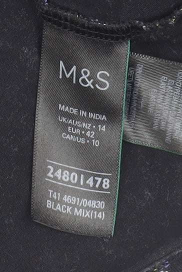 Marks and Spencer Womens Black Floral Jersey Top