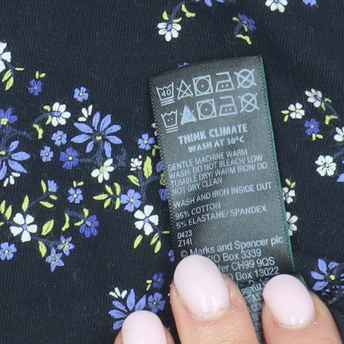 Marks and Spencer Womens Black Floral Jersey Top