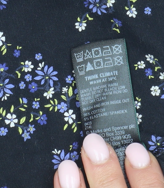 Marks and Spencer Womens Black Floral Jersey Top