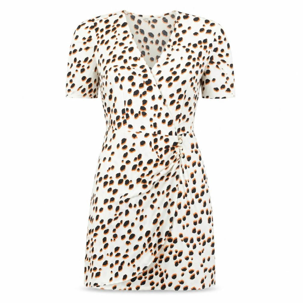Front view of River Island Women’s Multicoloured Wrap Dress, size UK 10