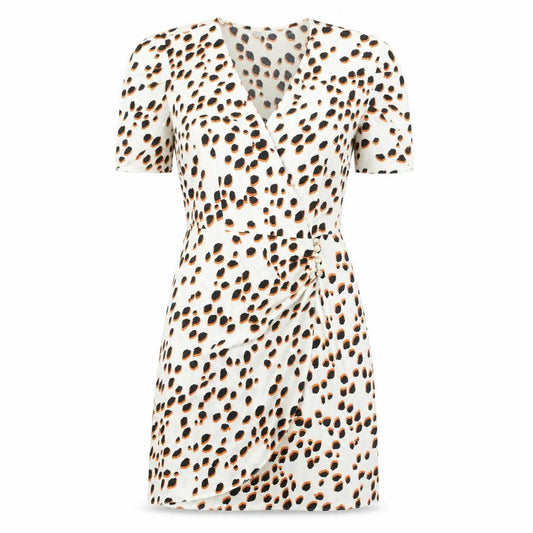Front view of River Island Women’s Multicoloured Wrap Dress, size UK 10