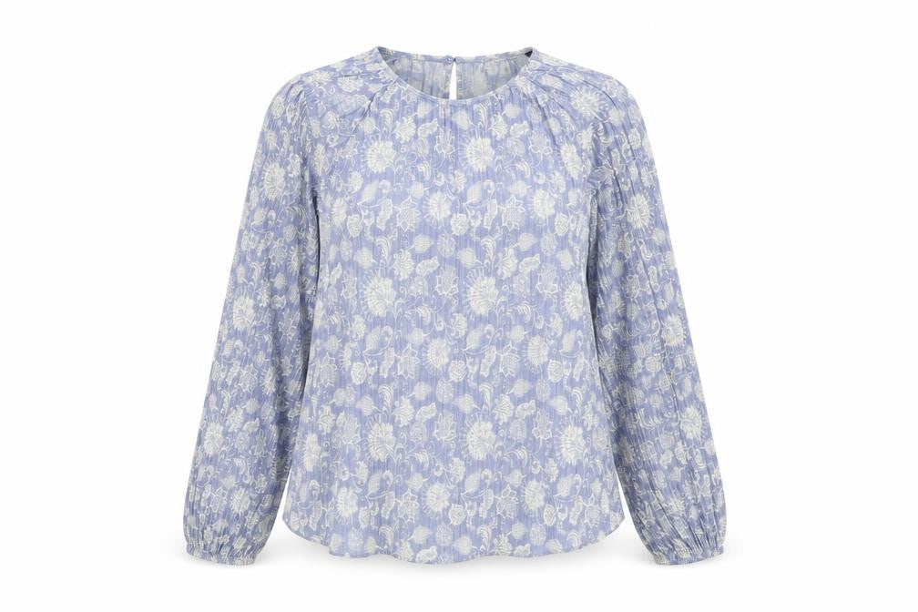 Front view of Marks & Spencer Women's Blue Floral Blouse, size 12