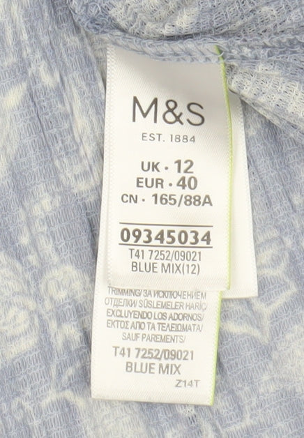 Marks and Spencer Women's Blue Floral Blouse Size 12