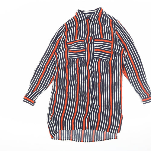 Topshop Women's Multicoloured Striped Shirt Dress Size 6