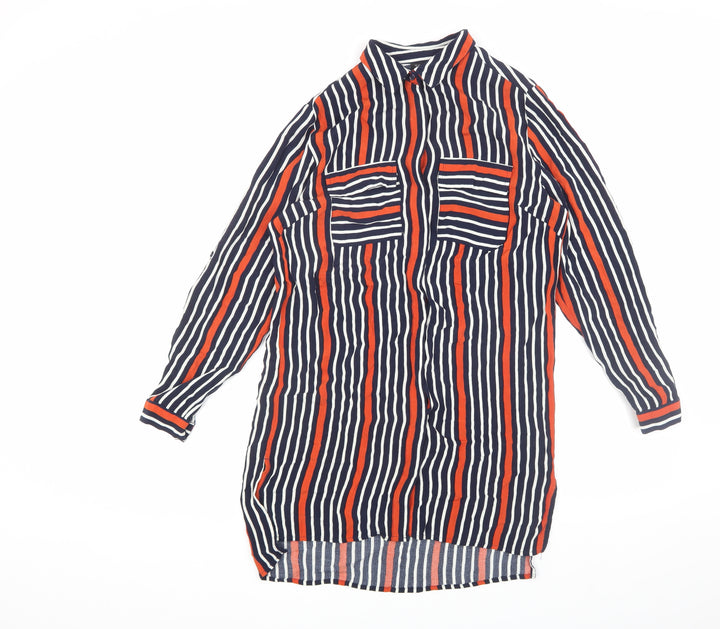 Topshop Women's Multicoloured Striped Shirt Dress Size 6