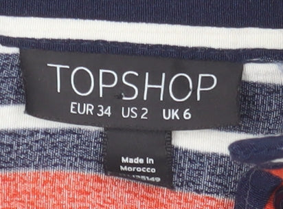 Topshop Women's Multicoloured Striped Shirt Dress Size 6