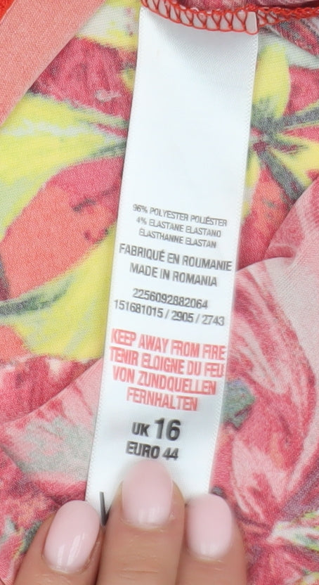 Wallis Women's Multicoloured Size 16 Floral Shift Dress