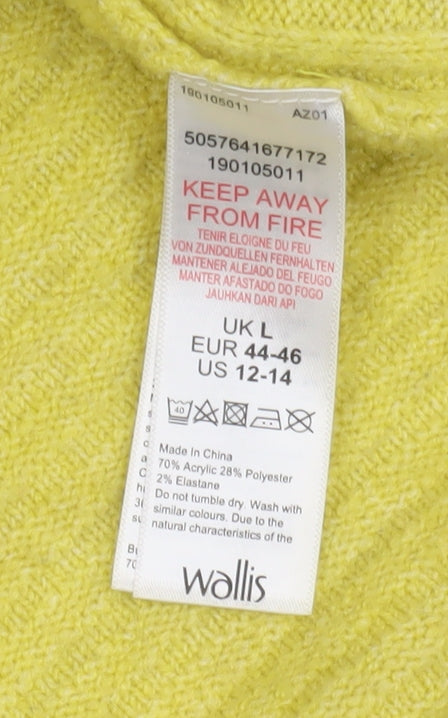 Wallis Women's Yellow Roll Neck Pullover Jumper L