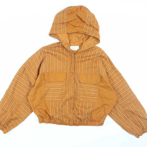 Anthropologie Women's Brown Hooded Jacket Size 8