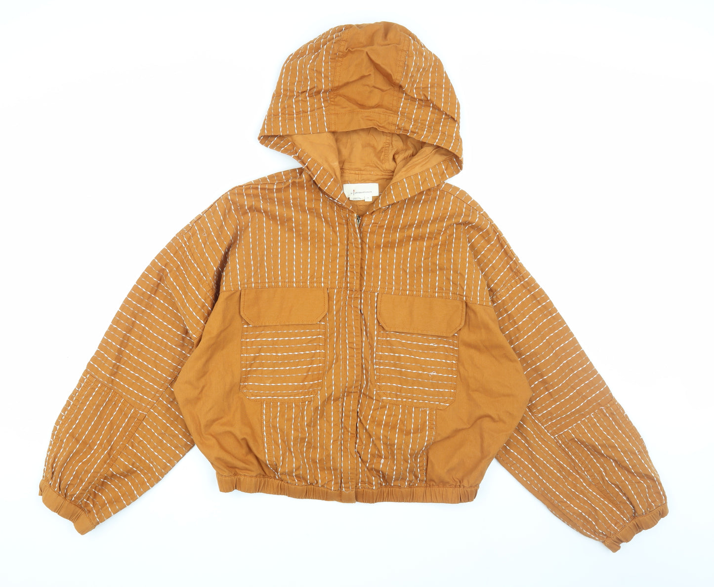 Anthropologie Women's Brown Hooded Jacket Size 8