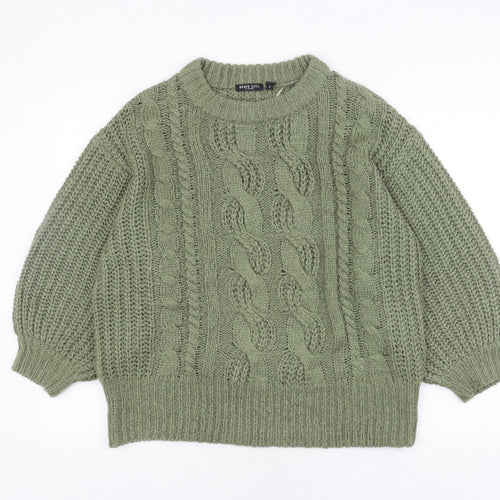 Brave Soul Women's Green Cable-Knit Pullover Jumper, S
