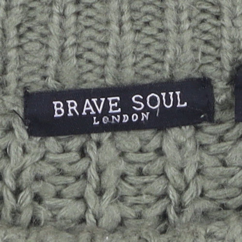 Brave Soul Women's Green Cable-Knit Pullover Jumper, S