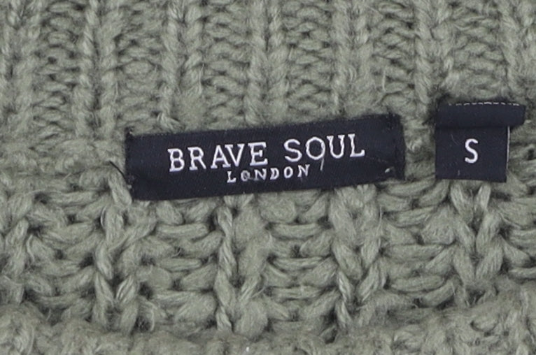 Brave Soul Women's Green Cable-Knit Pullover Jumper, S