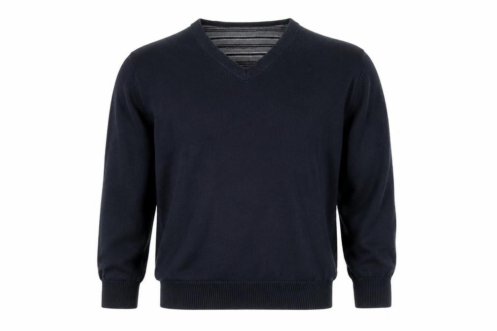 Front view of Marks & Spencer Men's Blue V-Neck jumper M