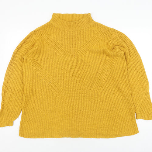 Damart Women's Yellow High Neck Pullover Jumper Size L