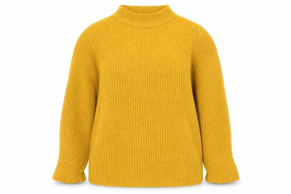 Front view of Damart Women's Yellow High Neck jumper, size L