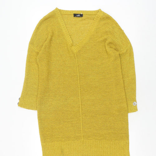 Wallis Women's Yellow V-Neck Cardigan M