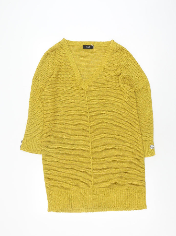 Wallis Women's Yellow V-Neck Cardigan M