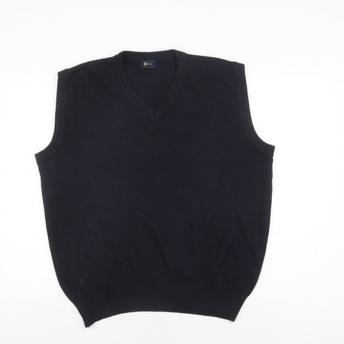 Gabicci Men's Black Wool Acrylic V-Neck Vest Jumper