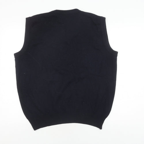 Gabicci Men's Black Wool Acrylic V-Neck Vest Jumper
