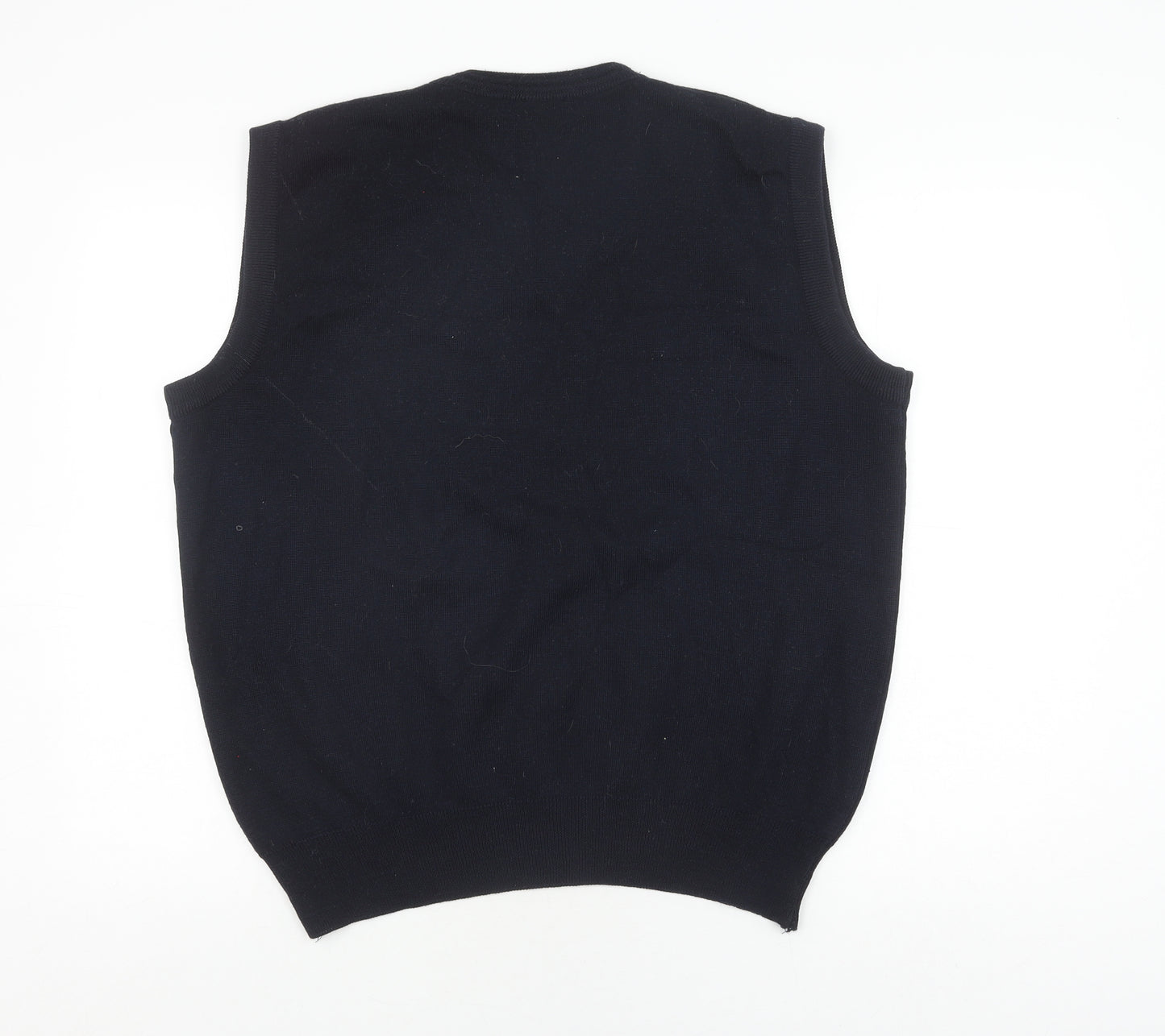 Gabicci Men's Black Wool Acrylic V-Neck Vest Jumper
