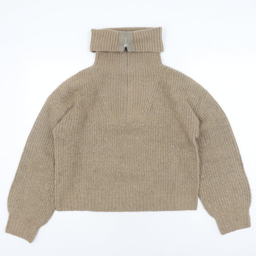 French Connection Women's Beige Full Zip Jumper
