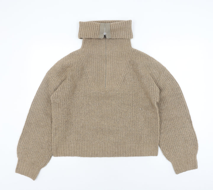 French Connection Women's Beige Full Zip Jumper