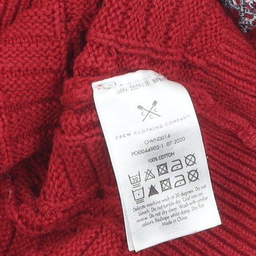 Crew Clothing Company Women's Red Cable-Knit Boat Neck Jumper Size 12