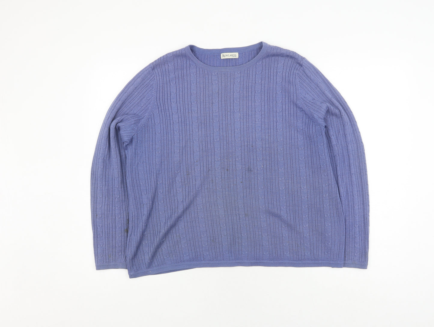 Rowland's Women's Blue Cable-Knit Pullover Jumper L