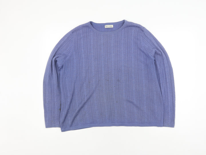 Rowland's Women's Blue Cable-Knit Pullover Jumper L