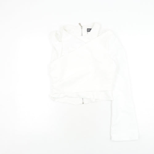 Zara Women's White Cropped Off-Shoulder Top, Size 12